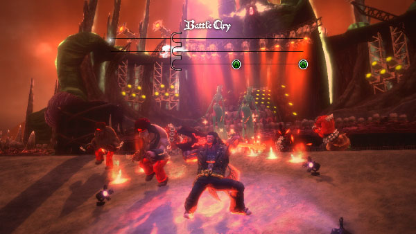 Mini guitar solos activate buffs and special attacks and add a little spice to the battles