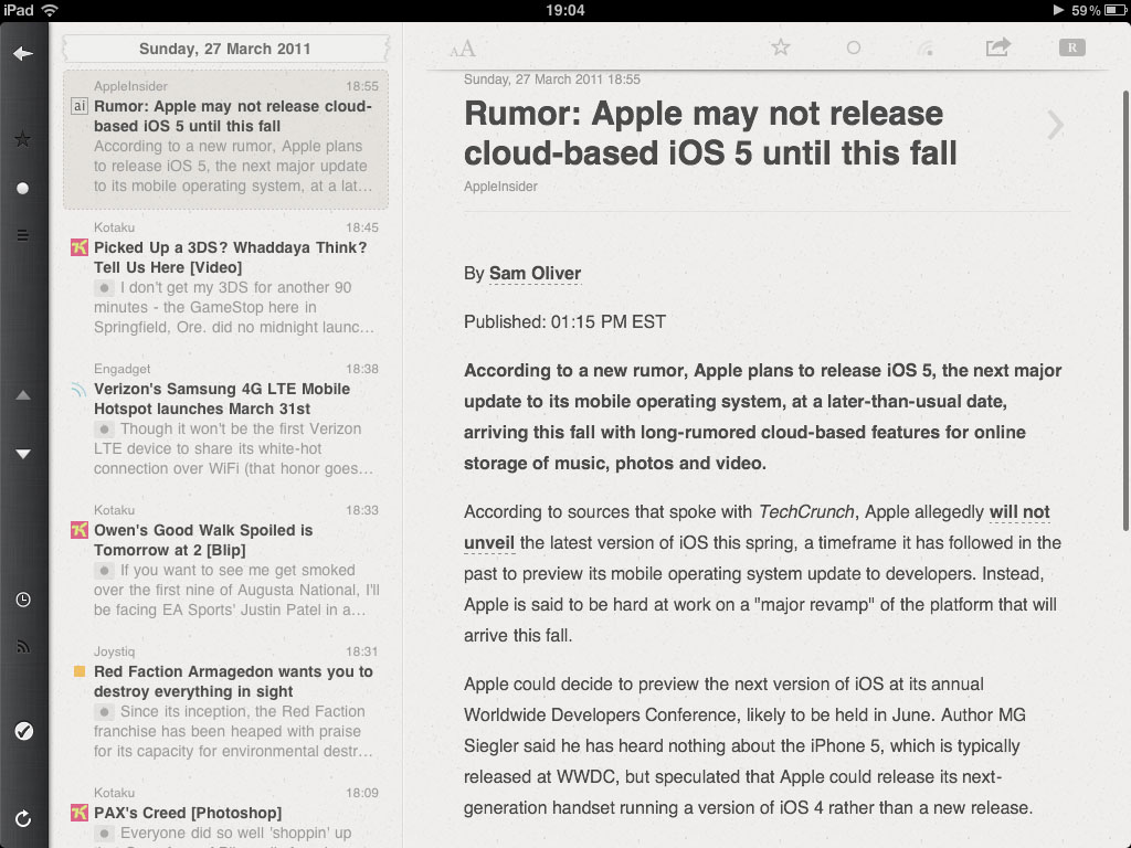 Some third-party apps: Reeder