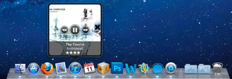 HyperDock adds another mini iTunes controller. I was in a serious Radiohead mood last week