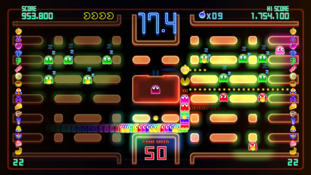 A calm moment in a game of Pac-Man DX